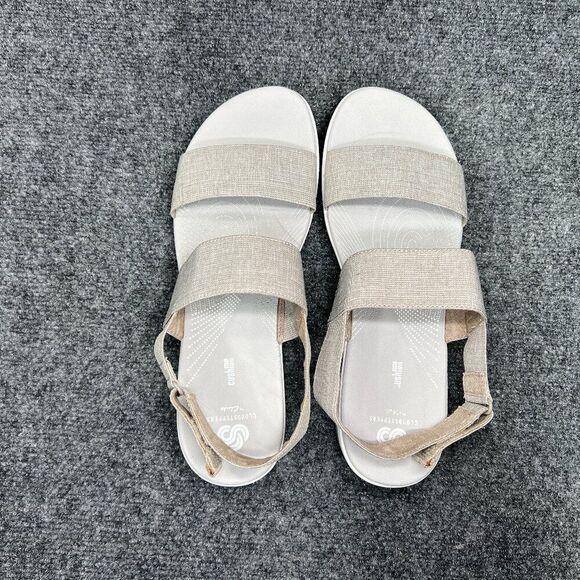 Clarks Cloudsteppers Sandals Women's Size 11 Tan Grey‎ Adjustable Strap Sandals - Picture 8 of 12